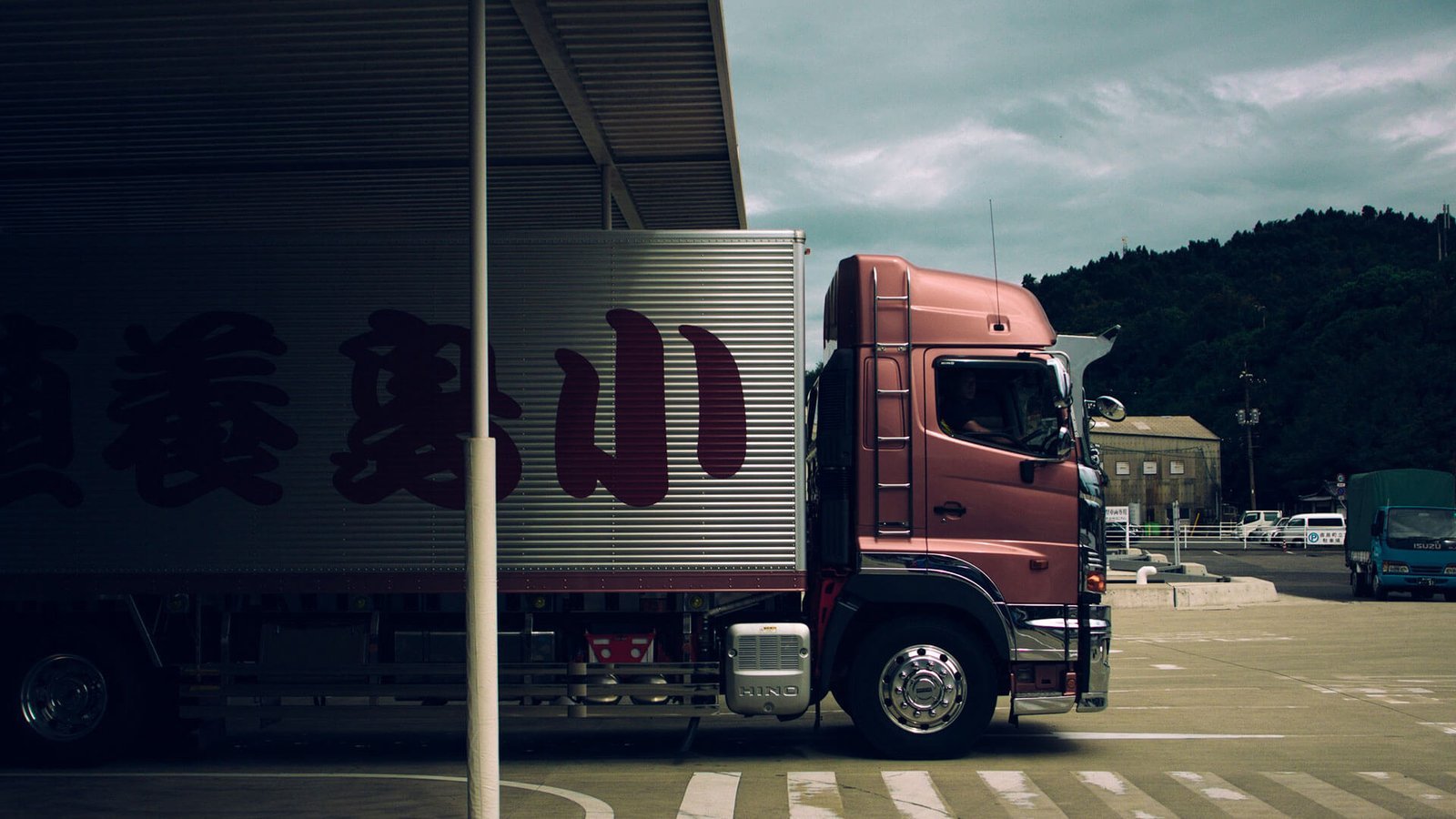 Commercial freight truck at a regional terminal